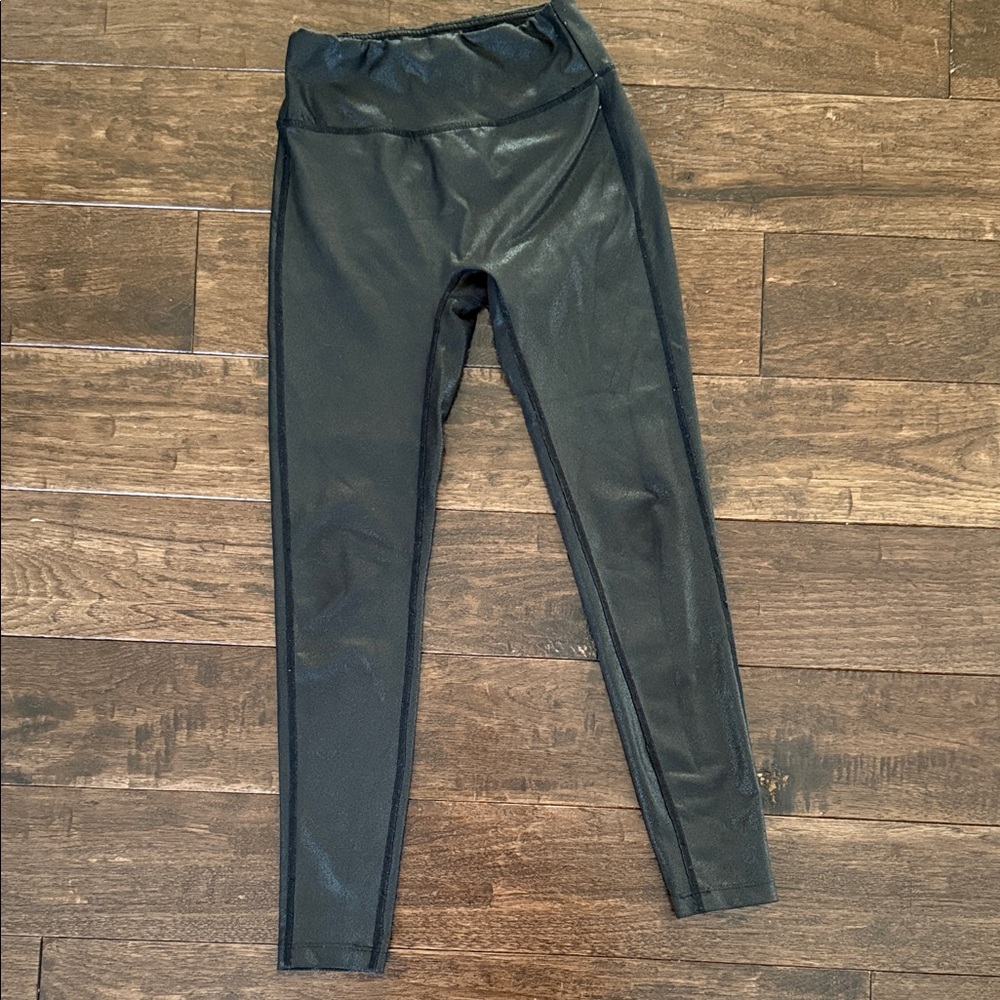 Kids Black Shiny Leggings